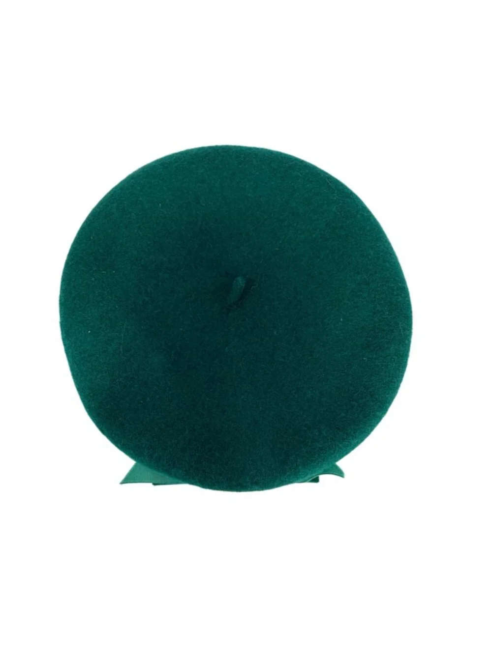 Vintage Emerald Green Wool Beret Velvet Bow Classic Parisian‎ Style Hat